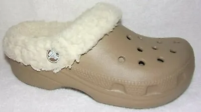 New Crocs Mammoth Kids Khaki Oatmeal Lined Clogs 12/13 • $8