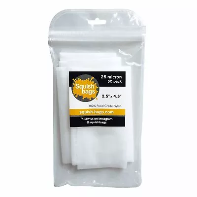 Squish Bags - Rosin Press Filter Bags - 25 Micron (2.5  X 4.5 ) - 50 Pack • $39.99