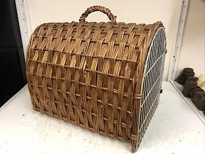 £24.99 • Buy Vintage Wicker Basket Pet Animal Carrier- Cat/ Small Dog- Natural Woven Wicker