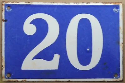 Old Vintage Blue French House Number 20 Door Gate Plate Steel Enamel Plaque Sign • $82.50