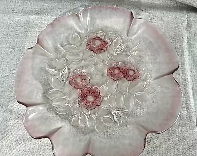 Pink Mikasa Rosella Pattern 3D Flower Server Platter Glass Plate • $18