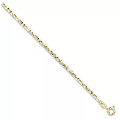 9ct Gold Ladies Oval Link Diamond Cut Belcher Anklet.  Hallmarked. XXL-10 Inch • £79