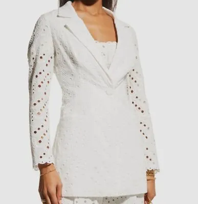 $676 Charo Ruiz Ibiza Women's White Kora Stretch Blazer Coat Jacket Size L • $216.78
