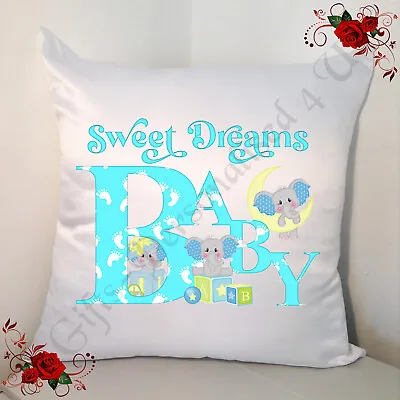 Designed 18  Cushion - Sweet Dreams - Baby / Newborn - Elephants - Design 2 • £15.99