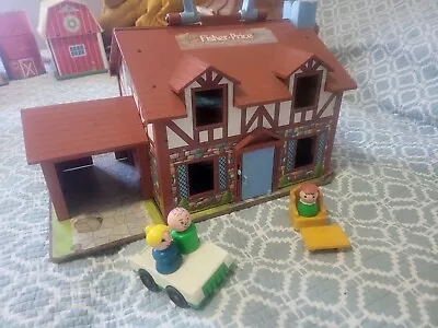 Vintage 1980 Fisher Price Little People Brown Tudor Play House 952 +Mini Figures • $25