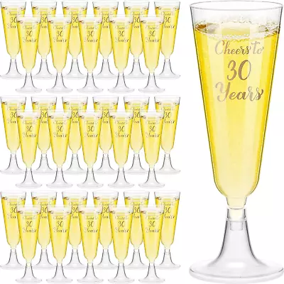 100 Pcs Plastic Champagne Flutes Cheers To 30 Years Cups Anniversary 5 Oz Plasti • $24.99