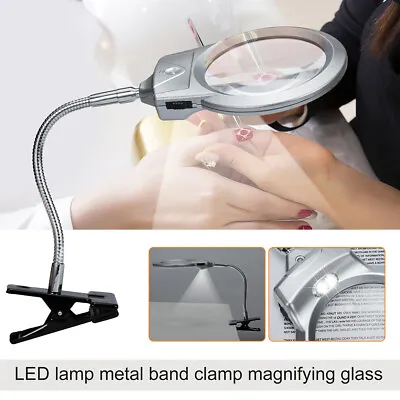 Adjustable Magnifier LED Lamp Magnifying Glass Desk Table Clamp Reading Lamp USA • $15.18