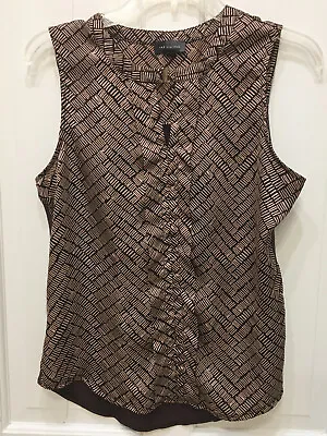 The Limited Sleeveless Satin Front Geometric Print Blouse Size Small Brown Tan • $11.99