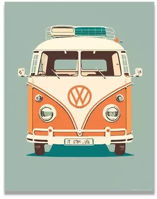 VW Van Volkswagen Poster Vintage Beach Surf 11x14 Inches Unframed • $9.95