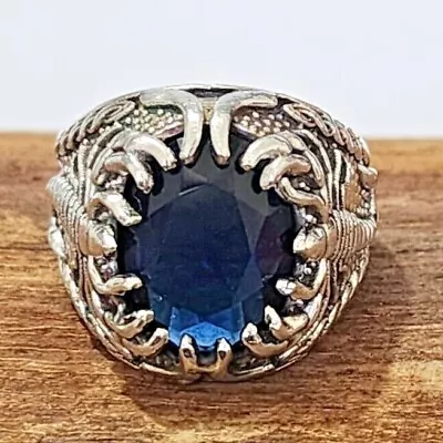 925 Silver Blue Sapphire Designer Ring Handmade Perfect Men's Ring All Size S107 • $14.07