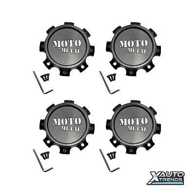 4 X Moto Metal DUALLY FRONT Wheel Center Cap Gloss Black 1079L171FMOGB-H44 • $140