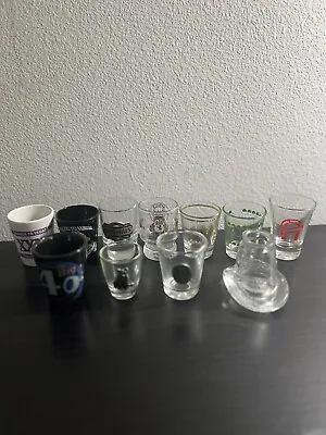 11 PIECE Shot Glass LOT Variety Vintage Collection Small 2” Places Sport Tequila • $15