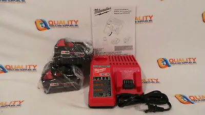 New Two Milwaukee 48-11-1840 M18 Li-Ion 18V Batteries 4.0Ah & Charger 48-59-1812 • $110