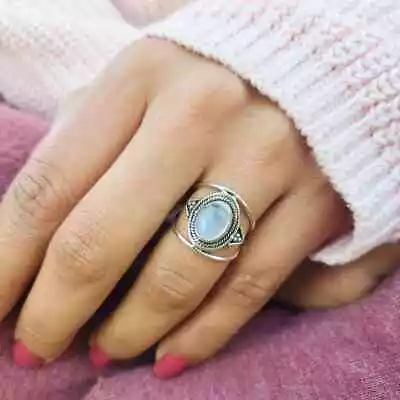 Moonstone 925 Sterling Silver Band& Statement Meditation Handmade Ring All Size • $11.69