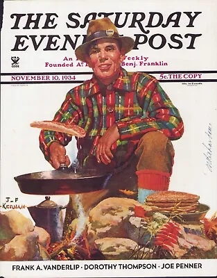 NOV 10 1934 Trail Guide Tossing Flapjacks SATURDAY EVENING POST COVER ONLY • $29.95