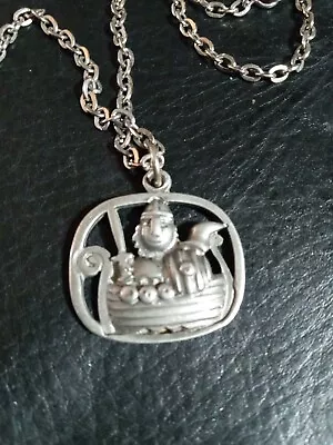 Vintage Jorgen Jensen Denmark Pewter Viking Pendant Necklace • $19.99