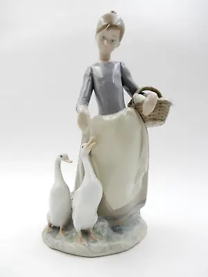 Vintage Lladro Daisa  Girl With Basket Feeding Geese  Figurine - Made In Spain • $84.95