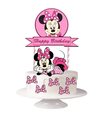 Minnie Mouse Pink Birthday Cake Topper Decoration SELF-ASSEMBLY • £5.99