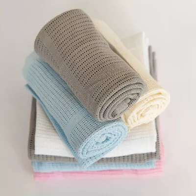 £2.95 • Buy Baby Essential Breathable Cellular Blanket 100% Cotton | For Prams, Moses, Cribs