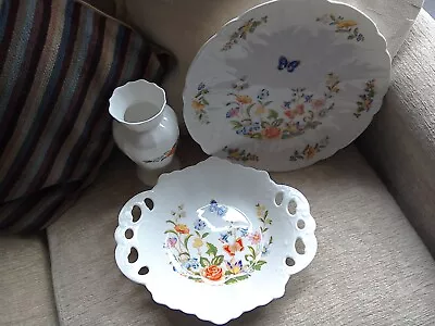 £12.50 • Buy Aynsley Trio ..Plate, Vase ,Dish. Cottage Garden.