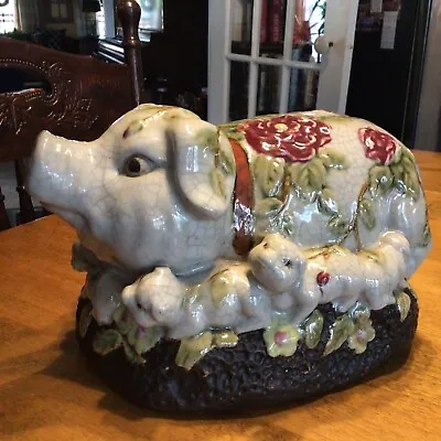 Large Italian Majolica Pig With 7 Piglets Sculpture Signed 10 X 7 X 8” • $75
