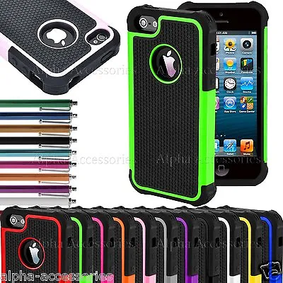 Shock Proof Dual Layer Silicone & Hard Defender Case Cover Apple IPhone 5 5S SE • £4.48