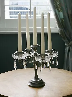 Vintage IANTHE Sliver Plated Candelabra With Cut Glass Bobeches • £45