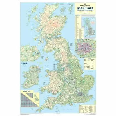 Large Uk Road Wall Map Of Great Britain Uk And Isles • £24.99