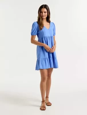 $45 • Buy New Tags - FOREVER NEW - Size 14 Or L Brooke Jersey Mini Dress Blue 