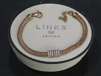 Links Of London Rose Gold Vermeil - Pave Filigree Silver Bracelet • £33