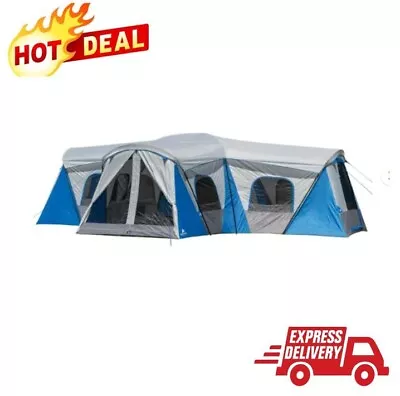 Spacious 16-Person 3-Room Cabin Tent 9 Windows Family Camping 230 Sq Ft • $342.94