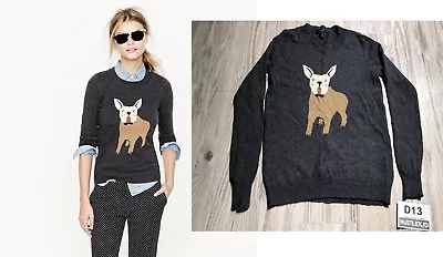 J.Crew Frenchie Pullover Sweater Long-Sleeve French Bulldog Gray 28415 Womens XS • $22.49