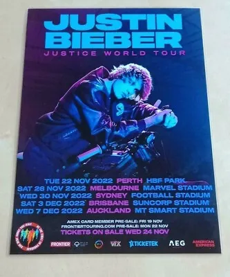 JUSTIN BIEBER - 2022 Laminated Australian Tour Poster - NEW & UNUSED! • $15.95