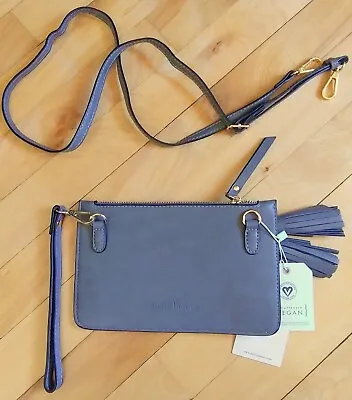 New Melie Bianco Gray Vegan Leather Wristlet Crossbody Bag Wallet W/ Tags • $14.99