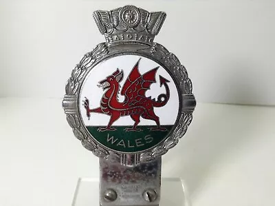 Wales Dragon Chrome Enamel Car Mascot Badge 1950s  By J R Gaunt With Mount  • $225