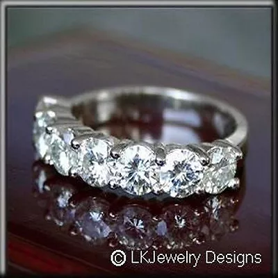 2.45ct Moissanite 7 Round Near Colorless Semi Eternity Wedding Band Ring • $1698.90