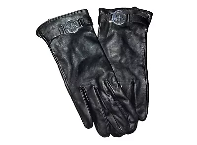 MICHAEL Michael Kors Leather Ornament Gloves Black Sliver Size L • $30