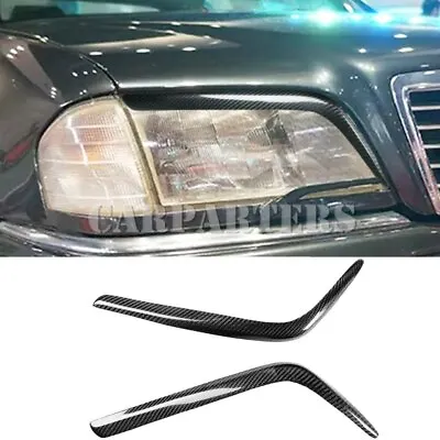 For Benz C-Class W202 Carbon Fiber Headlight Eyebrow Eyelid Cover Trim 1993-2000 • $54.17