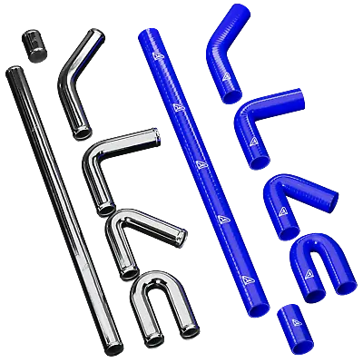 £8.91 • Buy Aluminium Universal Alloy Intercooler Pipe Elbow & Blue Silicone Hose Pipework