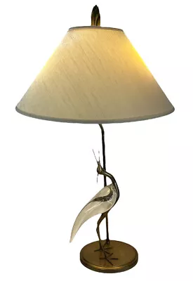 Chapman Crystal And Brass Crane Egret Table Lamp 1985 RARE Very Good - NO SHADE • $950