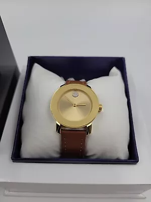 Movado Women’s Bold Trend Gold Dial Leather Strap Watch - 3600437 ($650 MSRP) • $269.99