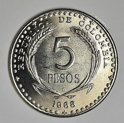 1968- 5 Pesos Colombia Coin- Eucharistic Congress- Cu-Ni - KM#230- BEAUTIFUL!!! • $4.30
