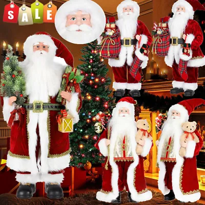 96/48cm Traditional Standing Father Christmas Santa Claus Figure Xmas Decoration • £20.99
