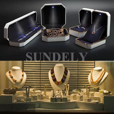 Luxury LED Ring Box With Light Wedding Jewellery Display Engagement Case Gift • £13.81