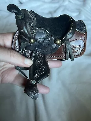 Vintage Doll Horse Saddle Small 4” X 3” Tooled Leather • $15