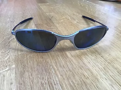 Vintage Oakley Sunglasses - A WIRE THICK - Brushed Metal - Blue Polarised - RARE • £90