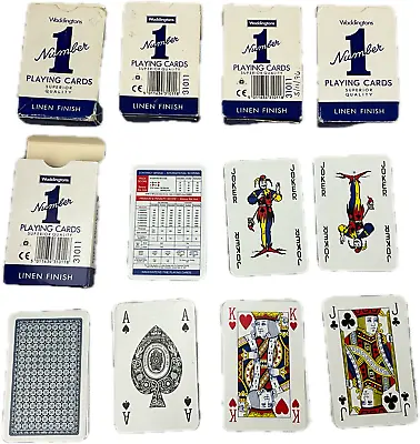 Vintage 1990s Waddingtons Number 1 Playing Cards - 5 Packs Blue Back Linen • £5.99