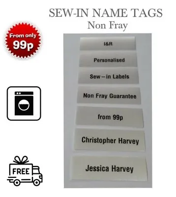 Quality Sew-in Name Tags For School Childrens Uniform Name Labels Name Tapes • £2.50