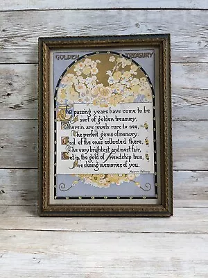 Antique Framed Motto Print Golden Treasury Maurine Hathaway Framed • $29