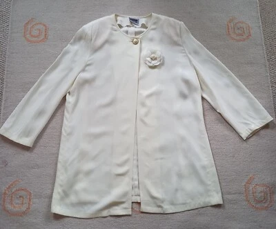 £30 • Buy Luisa Spagnoli Dress Coat Size L Large Ivory Wedding Occasion